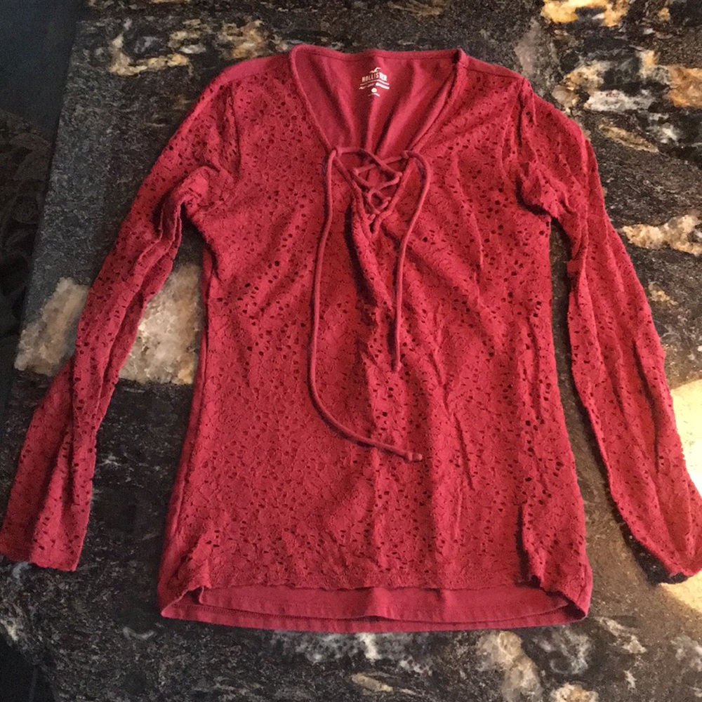 Hollister Maroon Laced Top